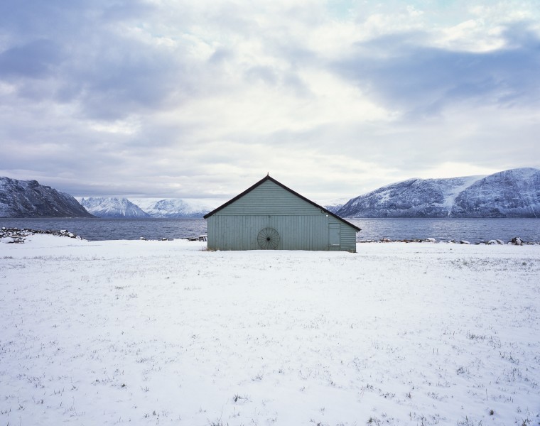 015 ja grey hut in whitesnow landscape Jonathan Andrew