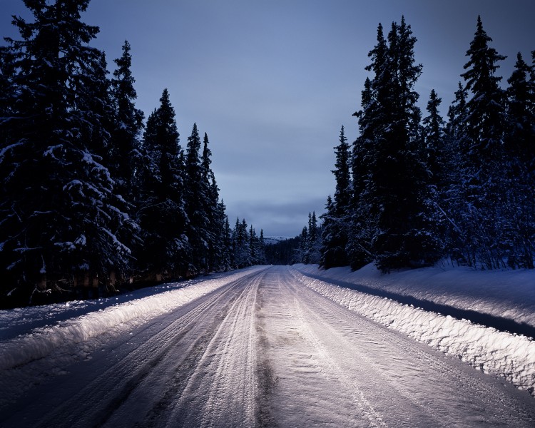 071 ja snow covered road at night Jonathan Andrew
