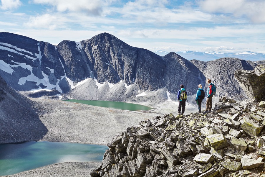 Hikers admire view from trolltinden Jonathan Andrew